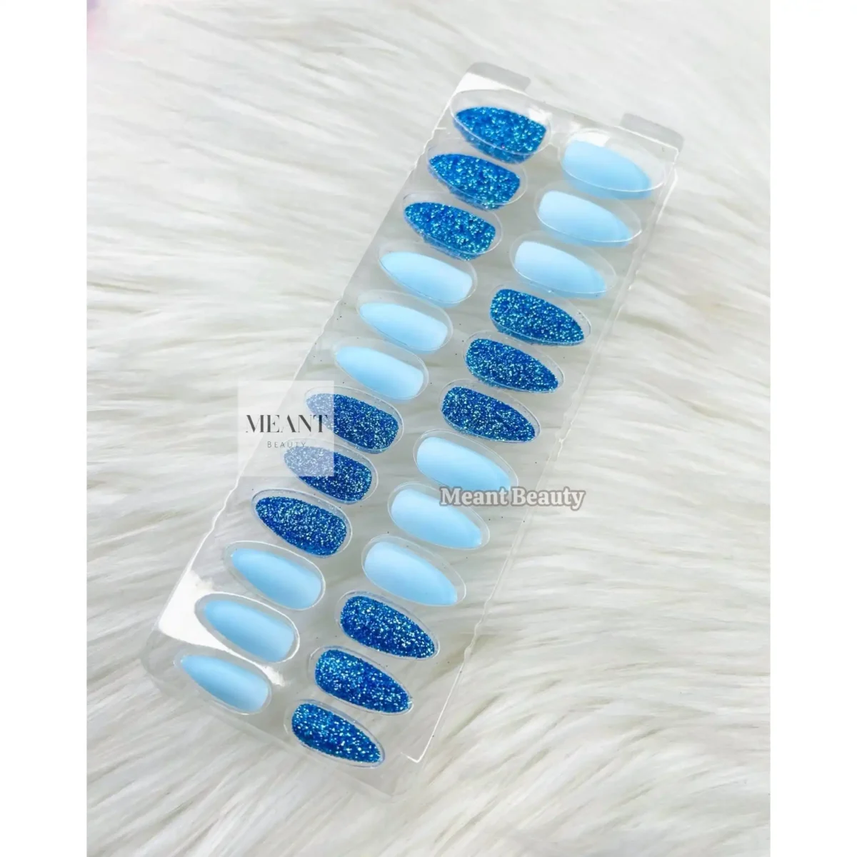 Nail Fairy 24 PC Fake Nail Set- Sparkly Blue