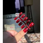 Cat Eye Fake Nail Set- Short #Red
