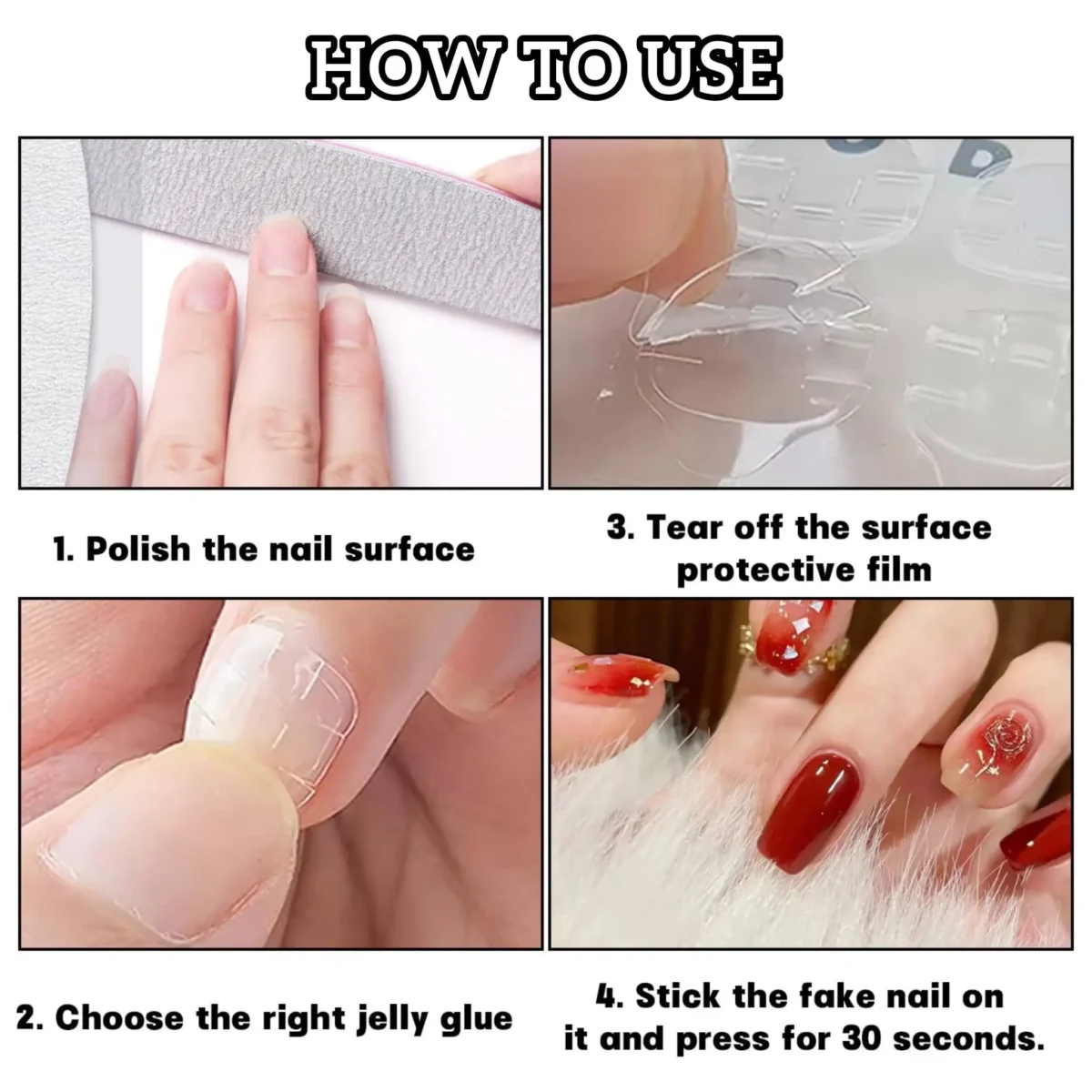 Cat Eye Fake Nail Set- #Posh Nude (10pc nail+12pc Sticker Glue) - Image 3
