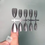 Cat Eye Fake Nail Set- #Moon Gray