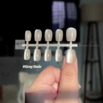 Cat Eye Fake Nail Set- #Gray Nude