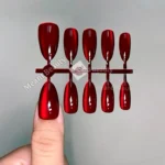 Cat Eye Fake Nail Set- #Blood Red (10pc nail+12pc Sticker Glue)