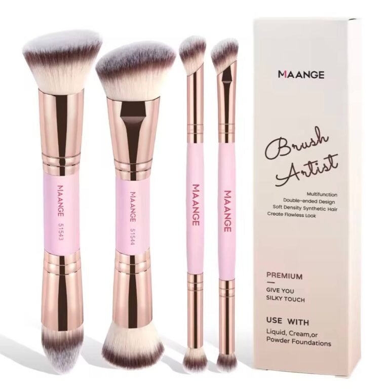 MAANGE Brush Artist 4 Pc Double Ended Makeup Brush Set Pink