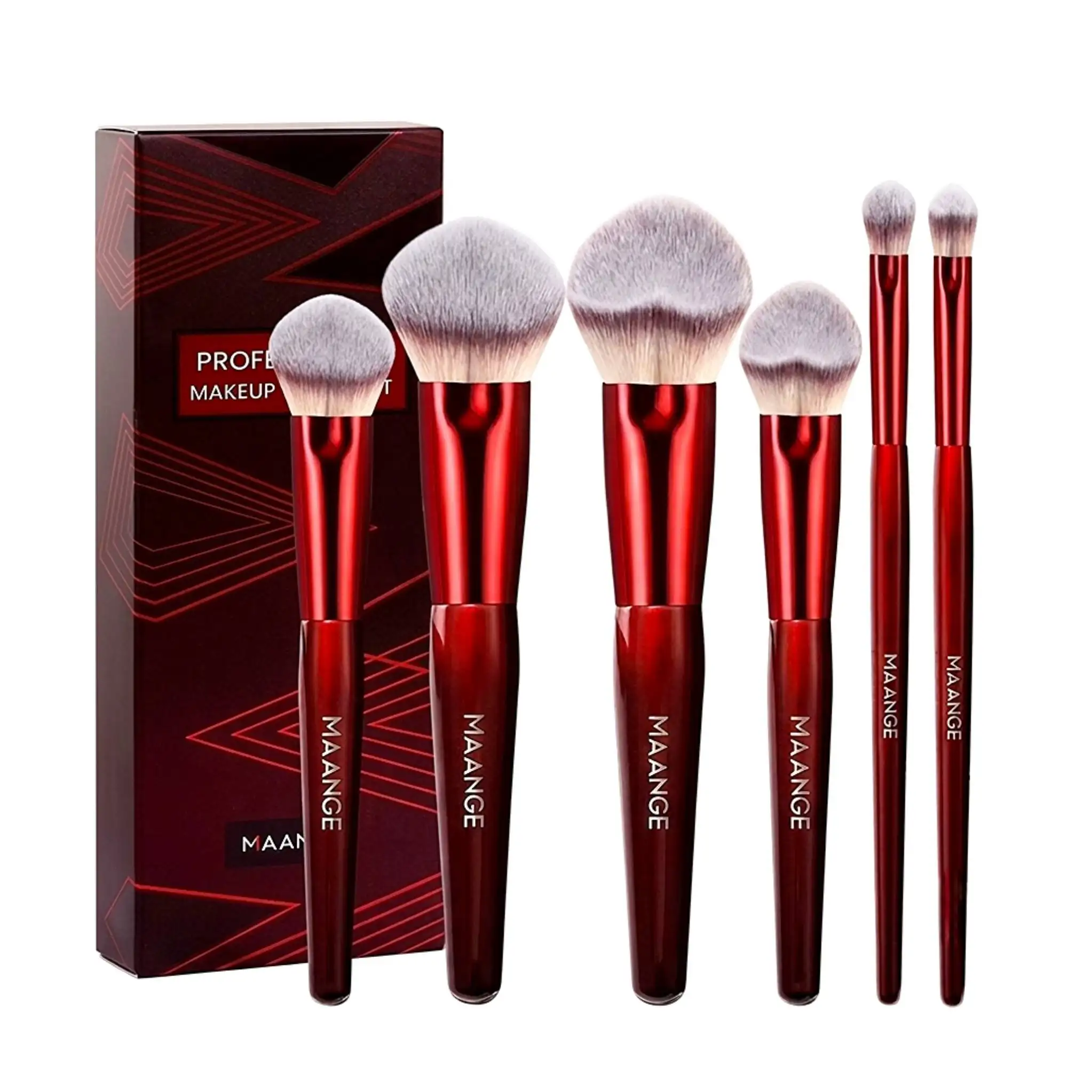 MAANGE 6pcs Professional Makeup Brush Set Red MAANGE 6pcs Professional Makeup Brush Set Red