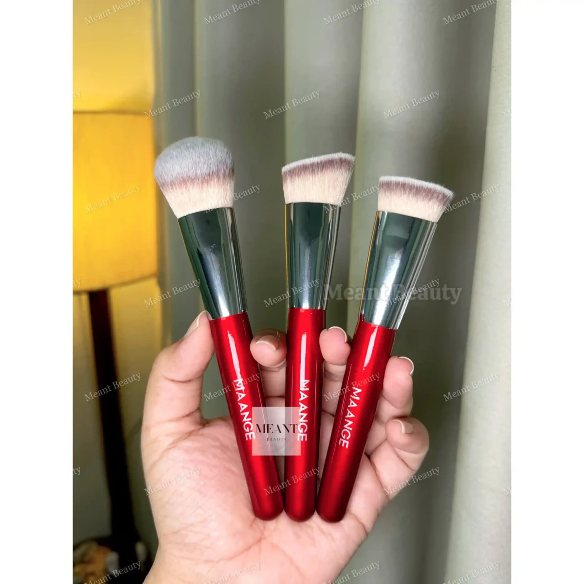 MAANGE 3pcs Premium Face Makeup Brush Set Red MAG52320RQ
