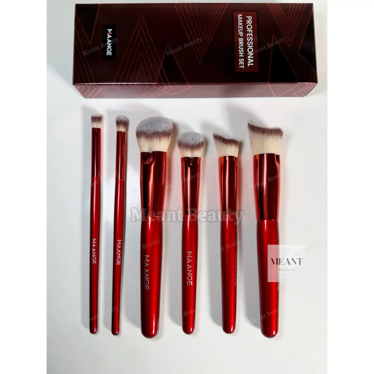 MAANGE 6pcs Professional Makeup Brush Set Red