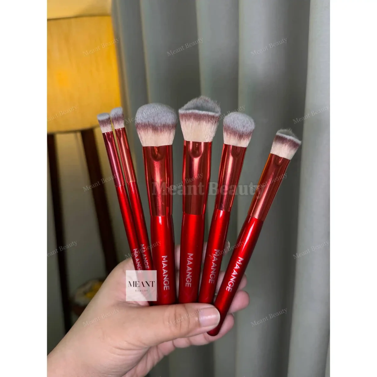 MAANGE 6pcs Professional Makeup Brush Set Red